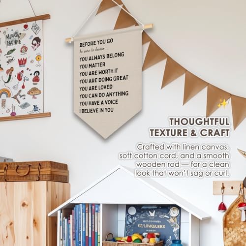 Wheatwin Classroom Decor, Positive Affirmations Wall Decor, Before You Go Be Sure to Know Pennant Flag Banner for Kids Nursery Toddler Bedroom Classroom Playroom 15x11 Inch