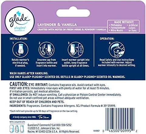 Glade PlugIns Air Freshener Refills, Lavender & Vanilla, 3.35 Fl Oz (5 Count) (Pack of 5)