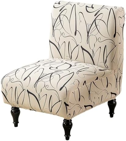 Eco-Ancheng Armless Chair Slipcover Removable Armless Accent Chairs Covers Washable Armless Slipper Chair Slipcover Printed Armless Chair Furniture Protector Covers for Living Dining Room Hotel