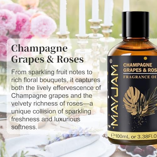 MAYJAM Champagne Grapes & Roses Fragrance Oil for Diffusers, 3.38FL.OZ
