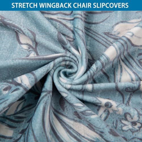 HZDHCLH Wingback Chair Slipcovers 2 Piece Velvet Stretch Washable Cover