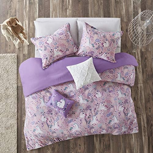 Intelligent Design Kids Cotton Unicorn Pink Queen Duvet Cover Set, 5pc