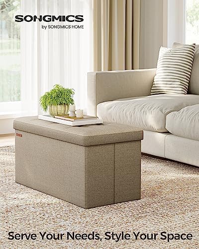 SONGMICS 30 Inches Folding Storage Ottoman Bench, Load 660 lb