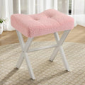 Memobarco 18-Inch Vanity Stool Chair, Pink Padded Saddle Makeup Stool