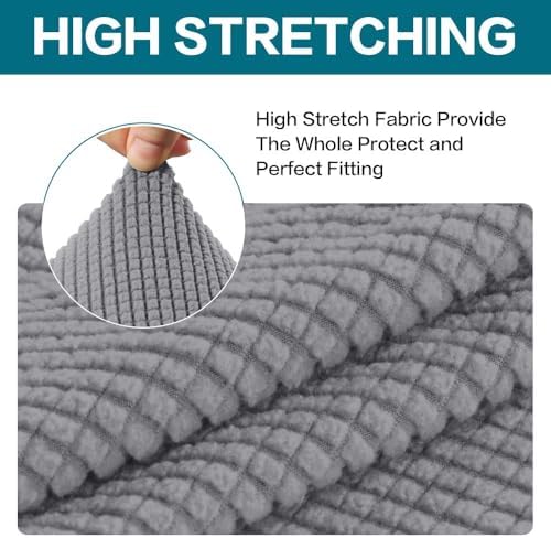 Turquoize 2 Piece Chair Covers Chair Slipcovers for Living Room Small Armchair Chair Cover with Arms Washable Furniture Cover for Chairs Feature Thick Jacquard Fabric (Small Armchair, Dove)