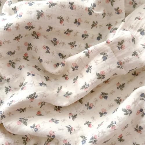 Cottage Floral Duvet Cover Twin with Ruffles, Bellflower, No Pillow