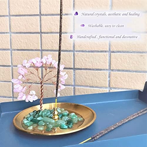 Incense Holder for Sticks, Healing Crystal Stone Money Tree Incense Burner, Ash Catcher for Yoga, Meditation and Home Decor