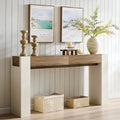 OKD 63" Console Table with Drawers, Thick Block Entryway Table, White