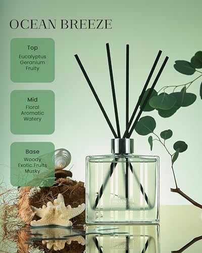 M&SENSE Reed Diffuser, Ocean Breeze, 7.04 oz Natural Essential Oil
