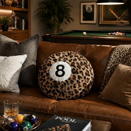 Black 8 Ball Pillow,14 inch 8 Ball Throw Pillow Soft Round Plush Decorative Cushion Hugging Pillow for Sofa Bed