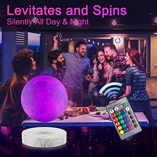 UVEHAS Floating Moon Lamp - Levitating Moon Lamp Has 16 Colors LED Lighting Modes Spinning 3D Printing Moon Light Magnetic Levitation Night Lights Unique Gifts for Christmas, Room Decor