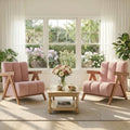 Modern Accent Chair Set of 2 for Living Room Bedroom,Comfy Chenille Reading Chair with Wood Frame,Upholstered Lounge Armchair with Thick High-Elastic Sponge for Apartment & Waiting Room(Blush Pink,2)