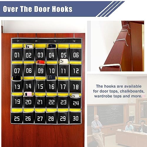 Loghot 30 Numbered Pockets Classroom Pocket Chart for Cell Phone Holder