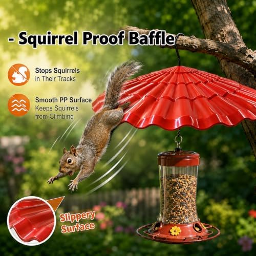 11.5'' Bird Feeder Rain Guard - Bright Dome Shield Umbrella Cover, Squirrel Proof Baffle for Outside Pole & Hanging Standard Wild Bird Feeders, Weatherproof Shatterproof Canopy,(2 Pack, Coffee)
