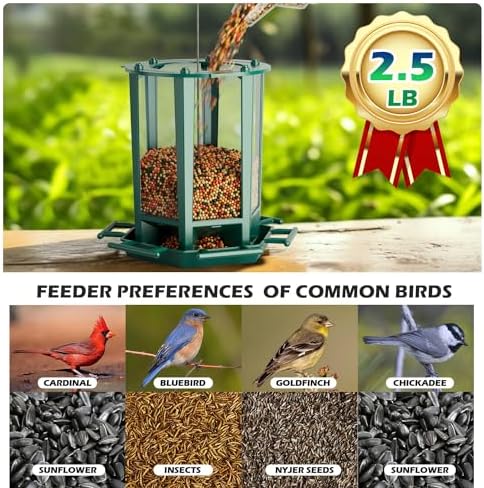 Birdream Bird Feeders for Outdoor Hanging, Pagoda Design Fun Installatio 2.5 LB Wild Bird Feeders, Attracting Wild Birds Cardinal Sparrows Finch Goldfinch Chickadee - Green