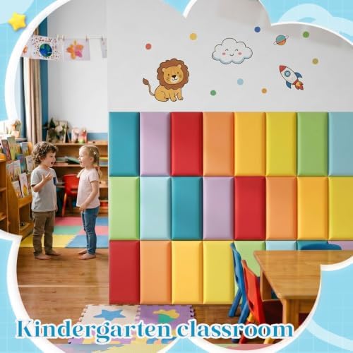48 Pack Wall Padding Headboard 15.75" x 7.87" x 1.18" Rainbow Colors