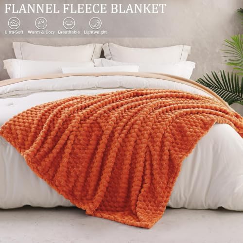 Exclusivo Mezcla 3D Fleece Twin Size Blanket for Bed, Burnt Orange
