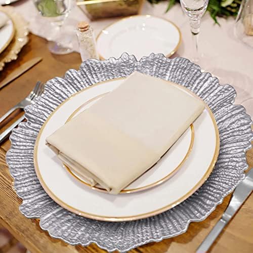 MAONAME Silver Charger Plates Set of 12, Reef Chargers for Dinner Plates