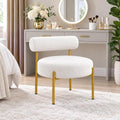 Topeakmart Modern Vanity Chair, Armless Accent Chair, White