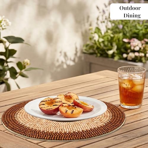 ALPHA Living HOME Woven Placemats Set of 2 Dark Brown Light Brown Mats