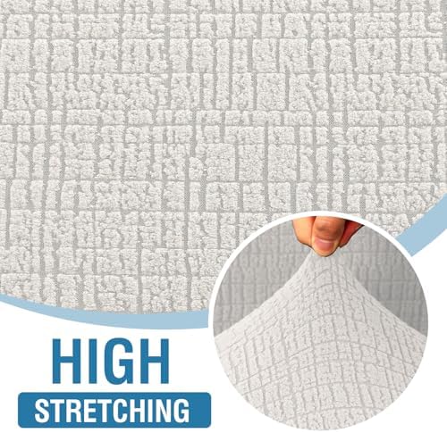 H.VERSAILTEX Jacquard Sofa Slipcover with Waterproof Seat Furniture Protector 1 Piece Stretch Sofa Covers with Elastic Bottom for Kids, Pets, Dog(Sofa L, Pale Oak)