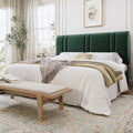 SHA CERLIN California King Size Bed Frame with Adjustable Headboard, Green