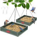 Kingsyard Platform Bird Feeder for Outdoors, Hanging Tray, 2 Pack