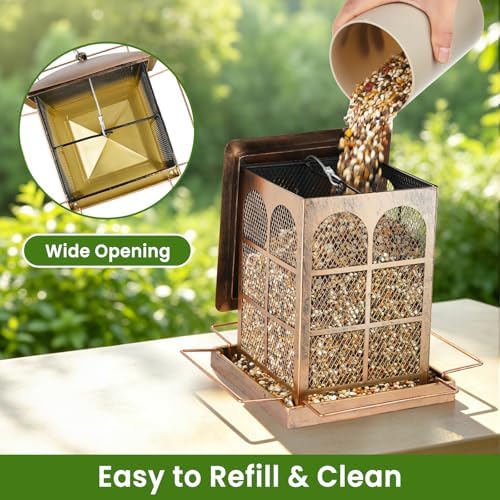 Large Bird Feeder, 5LB Seed Capacity Bird Feeders for Outdoors Hanging