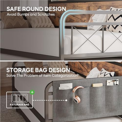 LIKIMIO Twin Daybed with Pop Up Trundle & Charging Station & Storage Shelf