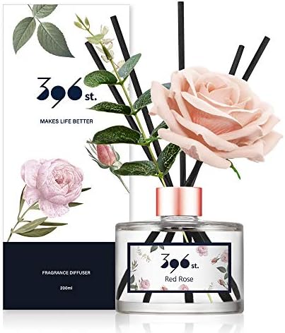 396 st. Rose Flower Reed Diffuser, Red Rose, 200ml(6.7oz) / Reed Diffuser Sets, Home Fragrance, Scented Oils, Home & Bathroom Décor