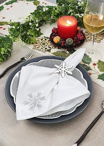 COTTON CRAFT Snowflake Napkin Rings - Set of 8 Silver Christmas Napkin Ring