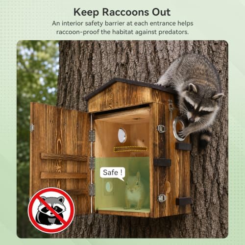 Smart Squirrel Box with Camera Solar Powered, 2K HD WiFi Squirrel House Camera with Auto Detection & Night Vision, Outdoor Squirrels Nesting Box with App Control (2.4GHz Only)