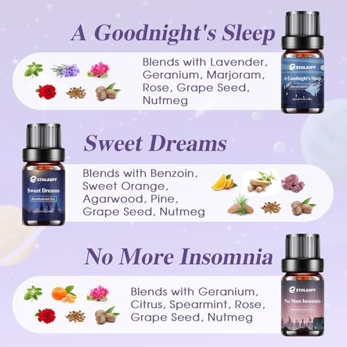 Sleep Essential Oils, Essential Oil Blends for Diffusers for Home (Relax, Stress Relief, Fresh Breathe, Sweet Dreams) Candle Making Scents, Relaxation Gift for Women and Men