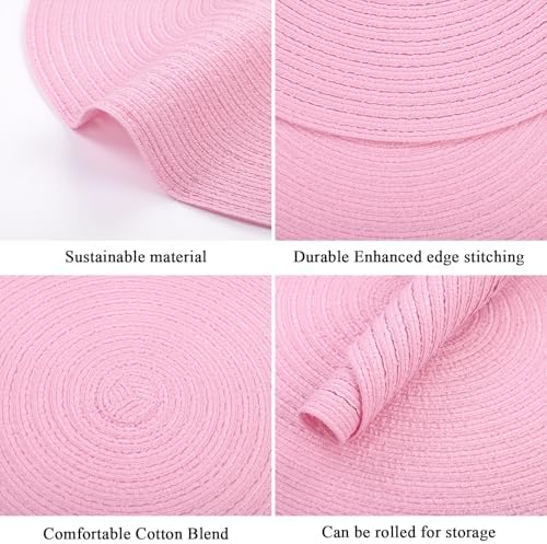 SHACOS Round Braided Placemats Set of 6 Round Table Mats for Dining Tables 15 inch Washable Non Slip Placemats (Pink, 6)
