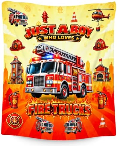 Fire Truck Blanket for Boys, Kids Throw Blanket Gifts for Bed