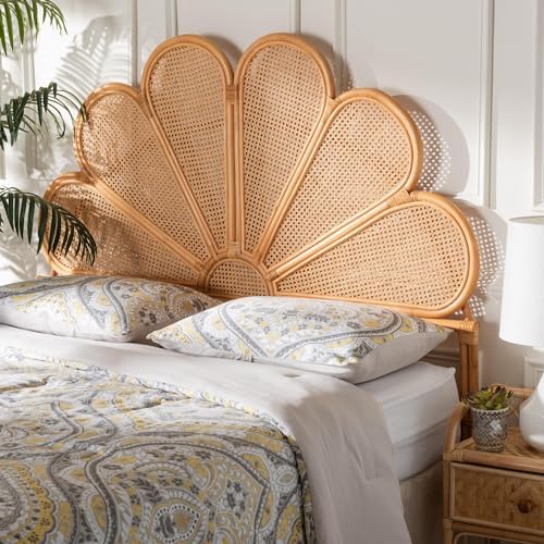 Bali & pari Flower Modern Bohemian Honey Rattan King Size Standalone Headboard