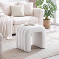 White Teddy Fleece Ottoman Stool, Cute Backless Vanity Stool Chair