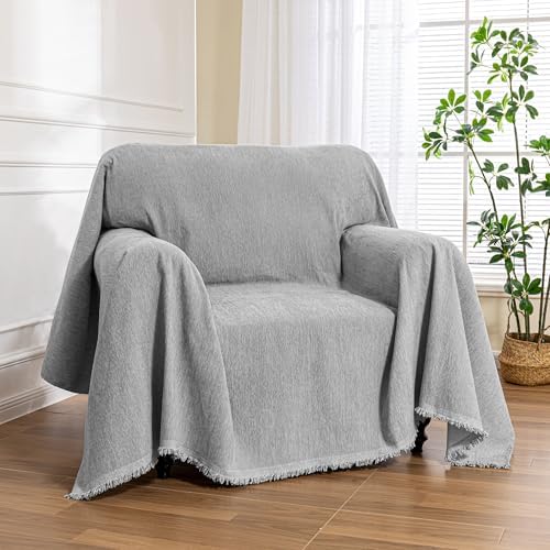 MEETSKY Chair Cover Recliner Covers Washable, Soft Small Couch Cover for Dogs, Oversized Armchair Covers Sofa Slipcover for Single Sofa, Pet-Friendly Furniture Protector, 71" X 91", Grey