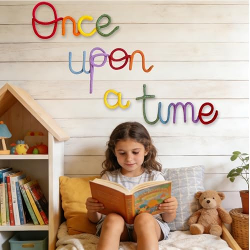 Once Upon A Time Sign Nursery Wall Decor Reading Knitted Wire Word Sign