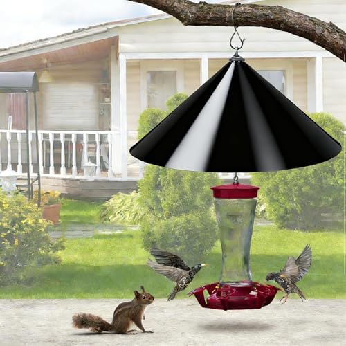 Squirrel Baffle for Bird Feeder Pole - 19 Inch for Protects Hanging Feeders (2 Pack, Black)