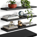 YUFLINX 23’’Black Floating Shelves for Wall,Rustic Wood Shelf for Room Decor/Storage/Display,Small Bookshelf,Wall Mounted Hanging Shelves for Bedroom, Bathroom, Living Room, Kitchen,Set of 4
