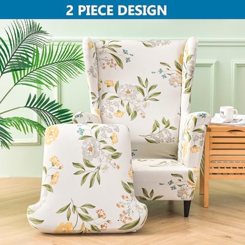 HZDHCLH Wingback Chair Slipcovers 2 Piece,Stretch Spandex Wingback Chair Covers for Living Room Armchair,Washalbe Sofa Slipovers