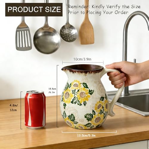 6.1" Sunflower Ceramic Vintage Farmhouse Utensil Holder for Kitchen Counter