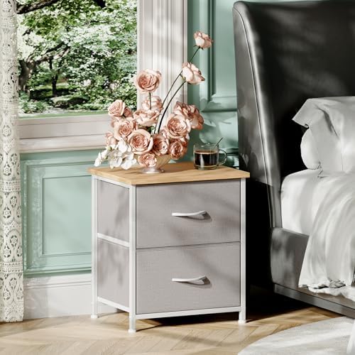 Somdot Nightstand Set of 2 with 2 Drawers, Small Night Stands for Bedroom