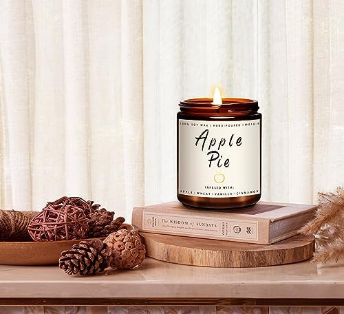 Fall Candles, Apple Pie Scented Candle for Home- Fall Scented Candles Gift Set for Women & Men, Autumn Aromatherapy Candle for Holiday, Thanksgiving, Cozy Home Décor，Long-Lasting Fragrance，7 oz