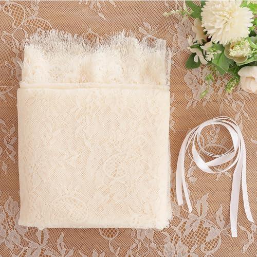 Ivory Lace Tablecloth Rectangular 60x120 Inch 2 Pieces Wedding Table Cloth