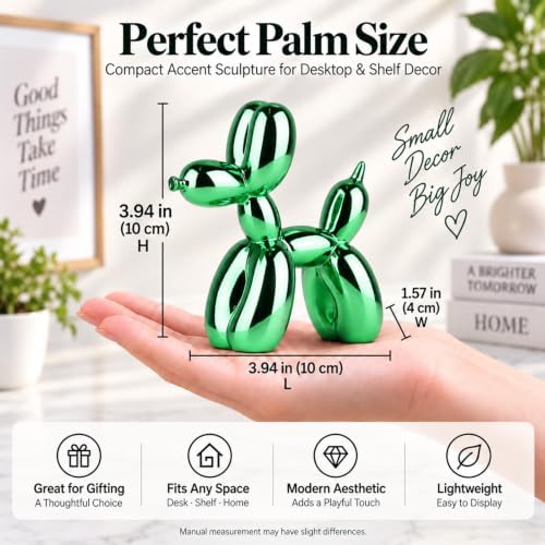 Green Balloon Dog Decor,Balloon Animal Decor,Shelf Decor Preppy Room Decor,Cute Statue Home Decor, Bedroom Modern Sculpture Desk Decor,Office Gold Decorations Small Figurines