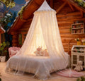 Princess Bed Canopy for Girls, Double Layer Canopy Fits Twin/Full Bed - Fairy Bed Tent for Kids Room Decor(with Cutout Stars,White)