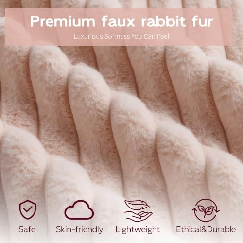 Twin Size Faux Fur Upholstered Daybed with Trundle, Side Pockets, Beige