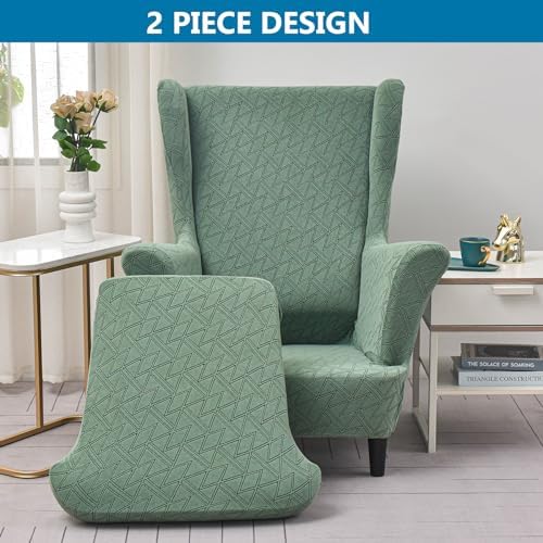 HZDHCLH Wingback Chair Slipcovers 2 Piece,Stretch Spandex Wingback Chair Covers for Living Room Armchair,Washalbe Sofa Slipovers